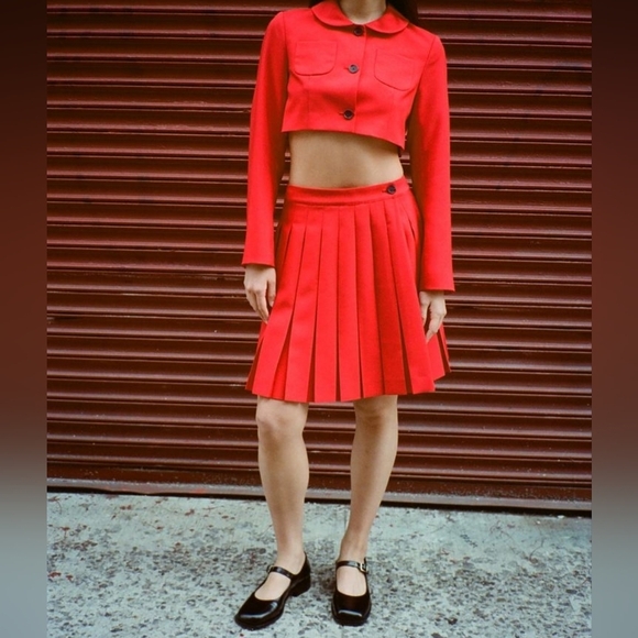 Vtg Jazzie Scarlet Pleated Knee Length Skirt Size US10 Preppy Frenchgirl Great C - Picture 10 of 11